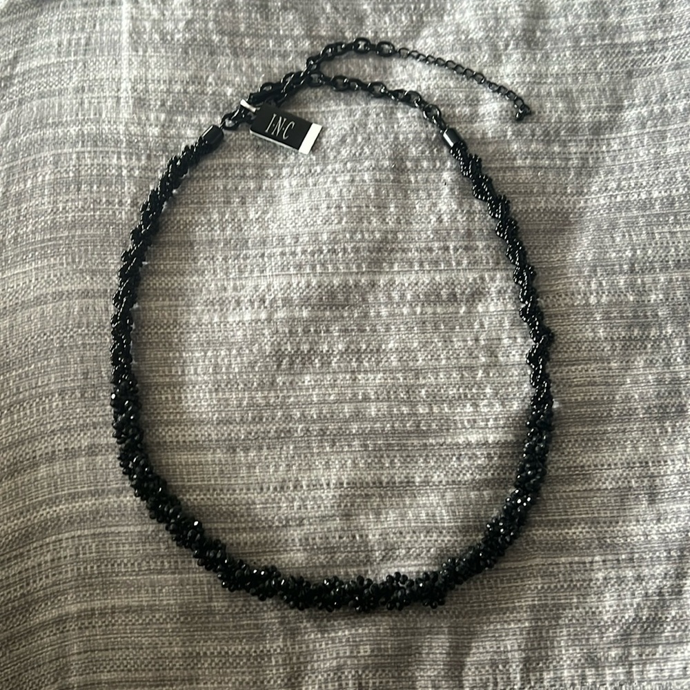 INC International Concepts Black-Tone Beaded Long Necklace